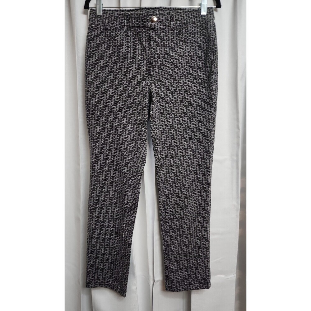 Rafaella Womens Comfort Size 8 Casual Pants Pull On Stretch Black & White